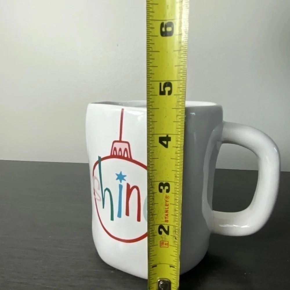 PIER 1 Set Of Two SHINE Holiday Christmas Ornament Coffee Cup Mug NWT, Retired